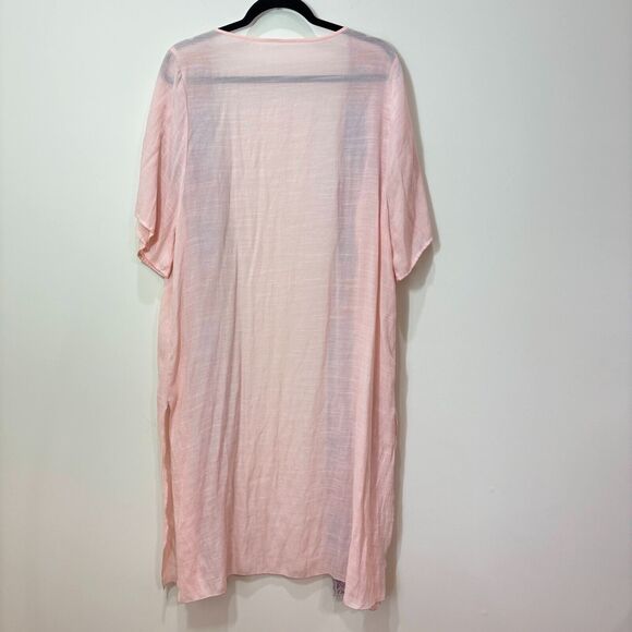 Pastel Pink Sheer Crochet Medallion Kimono Robe Tassel M/L Boho Festival Beachy - Picture 8 of 10